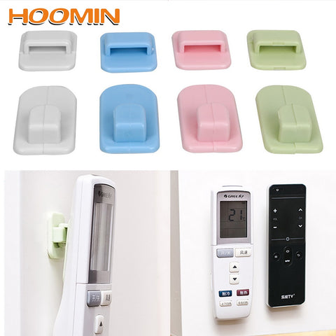 HOOMIN 4pcs/set Wall Storage Organization Remote Control Holder Adhesive Tape Hanger Sticky Hook Set