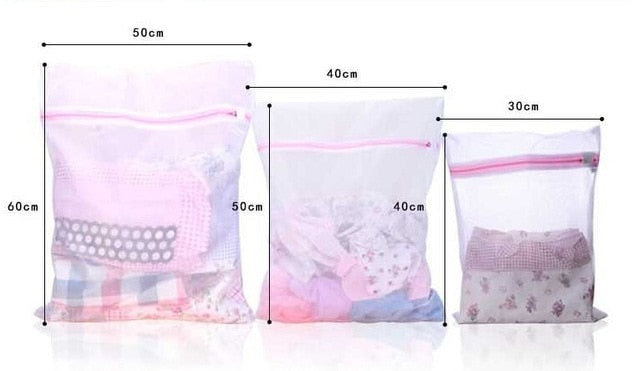 3 Sizes Underwear Clothes Aid Bra Socks Laundry Washing Machine Net Mesh Bag Zippered Wash Bags Foldable Delicates Lingerie