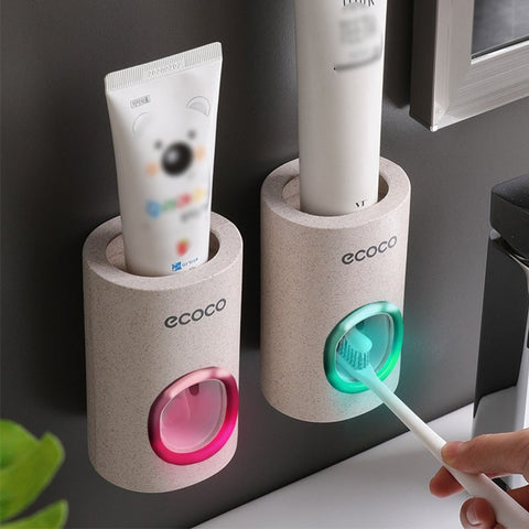 Automatic Toothpaste Dispenser Dust-proof Toothbrush Holder Wall Mount Stand Bathroom Accessories Set Toothpaste Squeezers Tooth